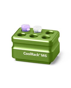 Azenta Coolrack M6 Thermoconductive Tube Rack For 6 Microcentrifuge Tubes, Green; 1 Module