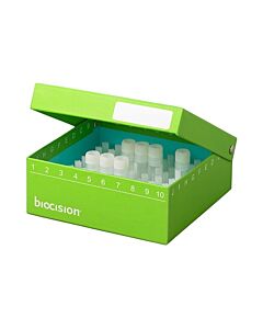 Azenta Trucool Hinged Cryobox 2 Inch, 100-Place, Green; 5 Boxes