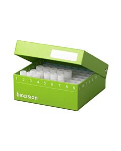 Azenta Trucool Hinged Cryobox 2 Inch, 81-Place, With Drain Holes, Green; 5 Boxes