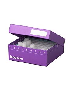 Azenta Trucool Hinged Cryobox 2 Inch, 81-Place, With Drain Holes, Purple; 5 Boxes