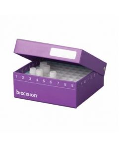 Azenta Trucool Hinged Cryobox 2 Inch, 81-Place, With Drain Holes, Purple; 50 Boxes