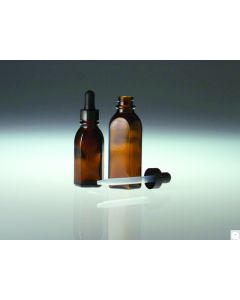Qorpak 2oz (60ml) Amber Oval Dropper Bottle With 20-400 Black Polypropylene Plastic Dropper Assembly