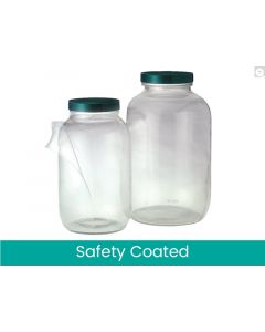 Qorpak 8oz Safety Coated Clear Straight Sided Round With 70-400 Black Pp Unlined Cap Attached