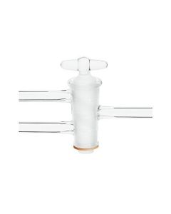 Chemglass Life Sciences Stopcock, Double Oblique Bore, Glass Plug, 2mm Bore, 14.5/50 Plug Size, 8mm Od Sidearms