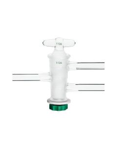 Chemglass Life Sciences Stopcock, Double Oblique, Glass Plug, Pressure, 2mm Bore, 14.5/50 Plug Size, 8mm Od Sidearms
