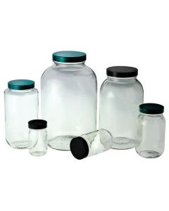 Chemglass Life Sciences Bottle, Wide Mouth, Clear,500ml/16oz, 63-400 Thread Size, Ptfe Linedgreen Cap