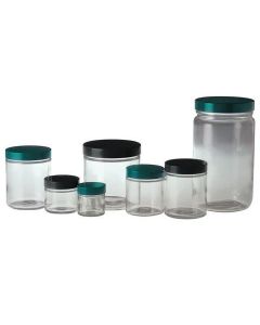Chemglass Life Sciences Bottle, Straight Sided Round,Clear, 30ml/1oz, 43-400 Thread Size, Ptfelined Green Cap