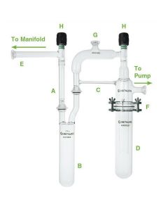 Chemglass Life Sciences Pre-Trap Only, "B" , Replacement Components For Af-0203-01. Pre-Trap (B) Is 51mm Od X 250mm Long With 28/15 Polished Socket Joints To Connect The Line Shut Off Adapter.