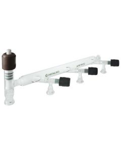 Chemglass Life Sciences Chemglass Single Bank 3-Port Manifold With 0-8mm Chem-Vac Chem-Cap Valves As Ports. A 0-20mm Shut Off Valve Is On The Left Side Of The Manifold For Connection To The Af-0300-04 Vacuum Trap Via A #20 O-Ring Jt. Please Note: Not Supp