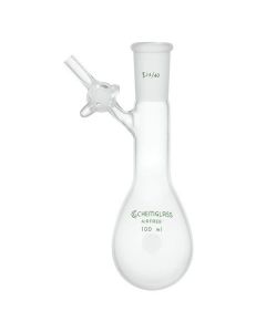 Chemglass Life Sciences Flask, Reaction, 25ml, Airfree, 14/20 Joint, 2mm Glass Stopcock. Kjeldahl Shape Facilitates Heating And Stirring While Permitting Easy Transfer Of Liquids Or Solids. Lower Portion Of Flask Fits Standard Heating Mantles.