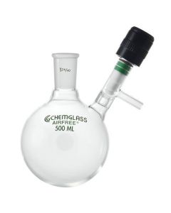 Chemglass Life Sciences 250ml Flask, Reaction, 14/20 Outer Joint, 0-4mm Valve, Airfree, Schlenk