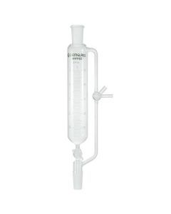 Chemglass 60ml Funnel, Addition, Graduated, 14/20 Joint Size. Pressure Equalizing Addition Funnel With A Glass T-Bore Stopcock In The Equalizing Arm. Top Outer And Lower Inner Joints Are The Same Size. Lower Stopcock Is A Glass Straight Bore Sto
