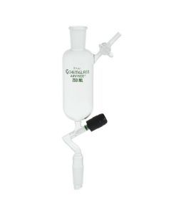 Chemglass 250ml Funnel, Addition, 24/40 Joint Size, Valve On Side Arm. Lower Outlet Is A Standard Taper Inner Joint And Has Acg-961-01 0-4mm Chem-Vac Chem-Cap Valve. Top Outer Joint Is The Same Size As The Lower Inner Joint.