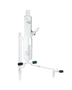 Chemglass 500ml Solvent Distillation Apparatus. Apparatus For Use In Distillation Of Material Such As Thf Or Ether. Cold Finger Coil Condenser Has A Section That Is Immersed Into The Distillate. W/A 0-4mm Chem-Vac Chem-Cap Valve For Leakproof Se