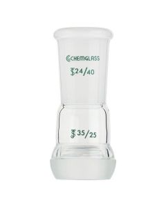Chemglass Life Sciences Adapter, Connecting, 24/40 Top Outer Joint, 35/25 Lower Ball Joint. With Top Standard Taper Outer Joint And Lower Spherical Ball Joint.