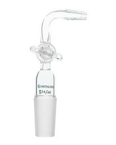 Chemglass Life Sciences 90 Deg Flow Control Adapter, 14/20 Inner Joint, 2 Mm Stopcock