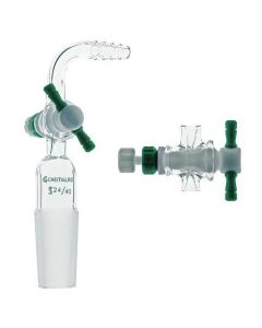 Chemglass Life Sciences Adapter, Flow Control, 90р Degrees, 2mm Stpk, 14/20 Inner Joint