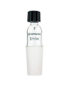 Chemglass Adapter, Thermometer, Inlet, 29/42 Inner Jt, 85mm H. Adapter Has A #7 Chem-Thread At The Top For Vacuum Tight Seal Of Plain Stem Thermo-Meters Or Any Other Tube Having An O.D. Between 4 & 7mm.