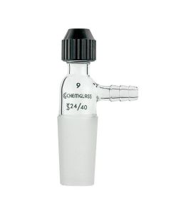 Chemglass Adapter, Universal, Inlet, 14/20 Inner Joint, #9 Chem-Thread, Hose Connection, Accepts O.D./ 7-9mm, O-Ring/110. Adapters Are Supplied Complete With A Celcon Compression Cap And Viton O-Ring.
