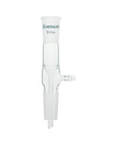 Chemglass Adapter, Vacuum Take-Off, Vertical, 24/40 Joint Size. With Standard Taper Top Outer And Lower Inner Joints With Sealed In Drip Tip. Serrated Hose Connection Has An O.D. Of 10mm At The Largest Serration For Connection To Vacuum Source.
