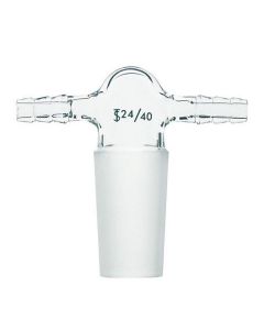 Chemglass Adapter, Inert Gas, 24/40 Inner Joint. Adapter Has Two Hose Connections 180 From One Another To Permit A Flow Of Inert Gas Over The Apparatus. Hose Connection Has An O.D. Of 10mm At The Largest Serration.