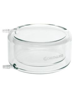 Chemglass Jacketed Beaker, 200 X 100mm Id, 250 X 120mm Od. Similar Tocg-1103, But With A Larger Opening At The Top Of The Jacket & A Shorter Overall Height. Width To Height Ratio On All Sizes Is 2:1. Hose Connections Have An O.D. Of 10mm At The