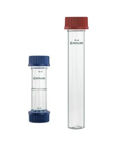 Chemglass Bottle, Hybridization, 35 X 75mm, Gl-45, Red Cap. Heavy Wall Bottle Used In Hybridization Incubators Or Ovens With Rotators. The Red Plastic Cap Has A Ptfe Faced Liner And A Working Temperature Of 180