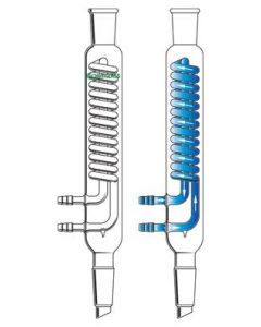 Chemglass Life Sciences Chemglass Condenser, Reflux, 24/40, 300mm Oah. Coil Stlye Reflux Condenser With A Larger Diameter Jacket And Coil, Thereby Providing Maximum Cooling Capacity, While Being Shorter In Length. Jacket Has A O.D. Of 41mm While The Coil 