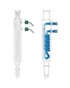 Chemglass Life Sciences Chemglass Condenser, Reflux, 45/40, 350mm Over All Height. Coil Stlye Reflux Condenser With A Larger Diameter Jacket And Coil, Thereby Providing Maximum Cooling Capacity, While Being Shorter In Length. Jacket Has A O.D. Of 41mm Whi