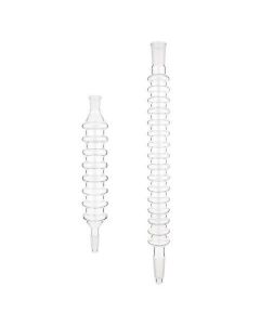 Chemglass Condenser, Liebig, 185mm, 14/20 Top Outer, 14/20 Lower Inner, 110mm Jacket Length. Small Scale Liebig Condenser With A Standard Taper Outer Joint At The Top And A Lower Inner Drip Tip Joint. Hose Connections Have An O.D. Of 10mm At The