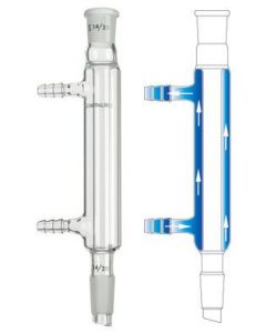 Chemglass Condenser, Liebig, 200mm, 19/22 Top Outer, 19/22 Lower Inner, 110mm Jacket Length. Small Scale Liebig Condenser With A Standard Taper Outer Joint At The Top And A Lower Inner Drip Tip Joint. Hose Connections Have An O.D. Of 10mm At The
