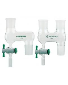 Chemglass Life Sciences Distilling Adapter, Double, 24/40 Joint, 6mm Ptfe Stopcock, 1/2" Swagelock
