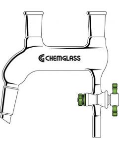 Chemglass Life Sciences Double Distilling Adapter, 29/42 Outer Joint, 6 Mm Stopcock