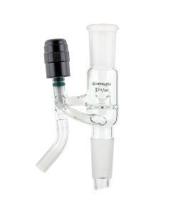 Chemglass Life Sciences Distilling Adapter, Double, 10р Degrees Angled Side Neck, 45/50 Joint, 10mm Ptfe Stopcock, 3/4" Swagelok