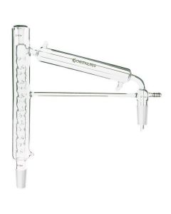 Chemglass Life Sciences Distillation Head With Condenser Sealed To A Vigreux Column. Top Thermometer Joint Is A 10/18 For Use With A 1
