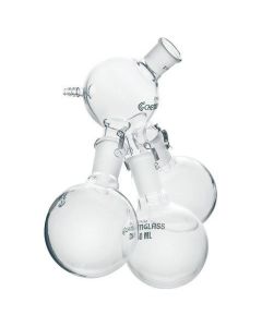 Chemglass Life Sciences Distilling Receiver, 250ml, Solvent Recovery, Graduated, 24/40 Joint Size, 2mm Ptfe Stopcock, 4mm 3-Way Ptfe Stopcock, Approx. 415mm Height X 185mm Width. Upper Sampling Port Has A 2mm Ptfe Stopcock.