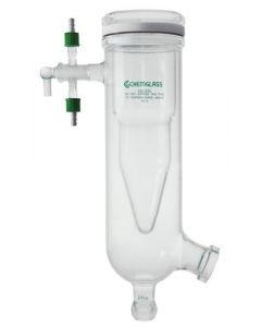 Chemglass Condenser, C Assembly, For Rotary Evaporators, Plastic Coated. Condenser Has A 50mm Flange On The Side, A 35/20 Lower Ball Joint, A 19/38 Stopcock Plug And Removable Hose Connections Using Gl-14 Threads.
