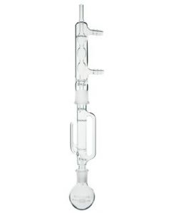 Chemglass Micro Size Soxhlet Extractor For Use With 10 X 50mm Paper Or Glass Thimbles. Extractor Body Has A 19/22 Top Inner Joint And A 14/20 Lower Inner Joint. Complete Apparatus Consists Of The Extractor Body, Condenser, And 25ml Round Bottom