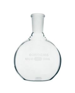 Chemglass Life Sciences 1000ml Single Neck Flat Bottom Flask, 24/40 Outer Joint