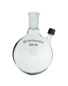 Chemglass Life Sciences Round Bottom, Heavy Wall Flask With 14/20standard Taper Outer Joint. Side Tubulation Accepts Acg-1040 Rubber Fitment For Insertion Of Thermometers Or Bleed Tubes. Supplied Complete With Onecg-1040 Rubber Fitting.