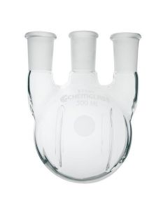 Chemglass Flask, Round Bottom, 250ml, Heavy Wall 14/20 - 14/20, 3-Neck, Angled 20. Indentations Increase Agitation Of Contents During Stirring. Please Note: Not Suitable For Vacuum