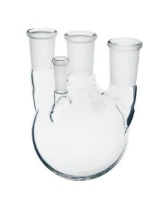 Chemglass Round Bottom, Heavy Wall, Four-Neck Flask With Standard Taper Outer Joints And A # 7 Chem-Thread For Insertion Of Thermometers Or Bleed Tubes Having An O.D. Between 4 And 7mm. 29/42 - 24/40, # 7 Chem-Thread Side Neck, 4-Neck.