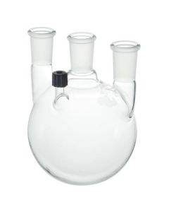 Chemglass Life Sciences Flask, Round Bottom, 3000ml, Heavy Wall, 24/40 - 24/40, # 7 Chem-Thread Side Neck, 4-Neck