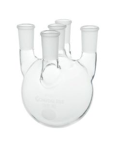 Chemglass Life Sciences Flask, Round Bottom, 500ml, Heavy Wall, 24/40 - 24/40, 3-Neck, Vertical, Half Jacketed