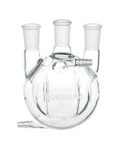 Chemglass Life Sciences Flask, Round Bottom, 3000ml, Heavy Wall, 45/50 - 29/42, 3-Neck, Vertical, Jacketed