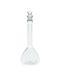 Chemglass Life Sciences 5ml Volumetric Flask, Class A, #9 Outer Stopper Neck, Glass Stopper