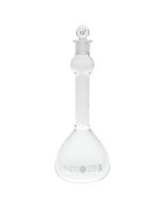 Chemglass Class A. Volumetric Flask With Mixing Bulb Between The Calibration Line And The Stopper. Supplied Complete With One Solid Glass Pennyhead Stopper. #16 Outer Stopper Neck. For Additional Stoppers, Seecg-3018.