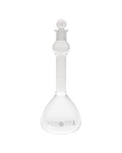 Chemglass Life Sciences 10ml Volumetric Flask, Heavy Wall, Bubble Neck, Large Numbers, Flat Bottom, Class A, Tc, #13 Stopper.