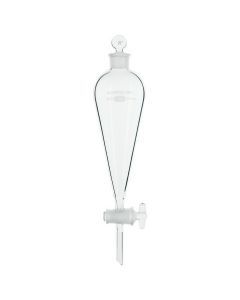 Chemglass Life Sciences 500ml Separatory Funnel, Squibb, #27 Outer Stopper Neck, 4mm Glass Stpk