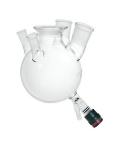 Chemglass 3l 5-Neck Heavy Wall, Round Bottom Flask Lower Reservoir For Gas Scrubber. Flask Has A 60mm Duran Flange Center Neck, 2ea 45/50 Outer Joints, And 2ea 24/40 Outer Joints. Drain Valve Is A 0-14mm With Perfluoro O-Rings.